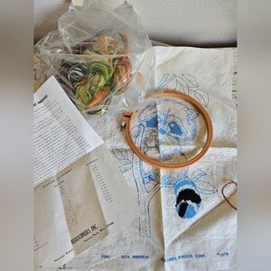 Vintage 1979 Embroidery Columbia-Minerva Crewel Kit Partially Completed